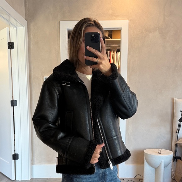 Michael Kors Leather Shearling Jacket - Picture 2 of 9